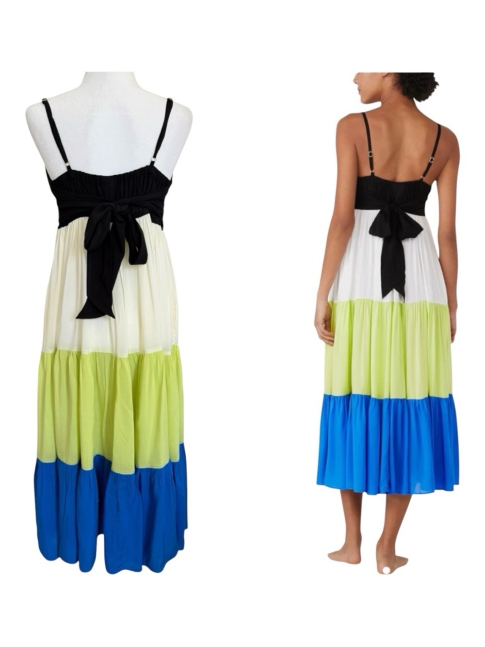 Kate Spade NWT Colorblock Midi Dress M Bow Back Resort Cruise Vacation Summer - Picture 15 of 15